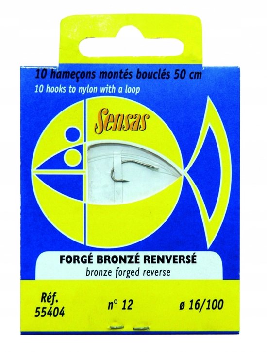 Sensas Forge Bronze Renverse Haken met Onderlijn - Maat 14 (10 stuks) van Sensas