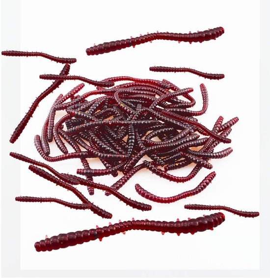 Senven Biomimetic Kunstregenworm, zachte siliconen regenworm, aas, worm, visaas, simulatie, rode wormen, kunststof, groen, milieu, sterk verleidelijk aas, nep-roodworm, medium, 150 stuks