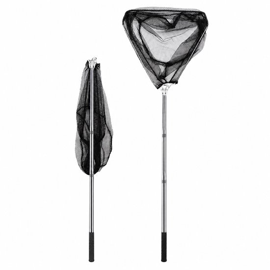 Sercano Schepnet Vissen 2,5 m – Inklapbaar Telescopisch Landingsnet met Verwisselbare Netkop – RVS Steel – Compact Visnet 40 × 43 cm – Ingeschoven 95 cm – Voor Vissen & Waterafval
