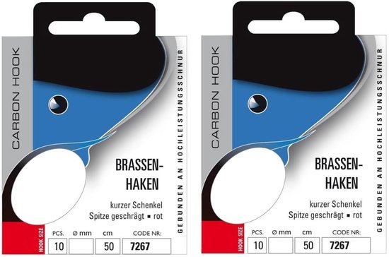 Set: 2 pakjes gebonden Brasehaken van Jenzi, allround haak, karper rood (12 stuks) haakgrootte 8, 10, 12, 14, 16 & 18 - ShopVlot