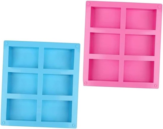 set - 2 stuks zeepvormen siliconen - 6 holle zeepvorm siliconen vorm rechthoekig - handgemaakte zeepvorm, rechthoekige zeepvorm voor zelfgemaakte zeep, siliconen vorm voor cake en chocolade