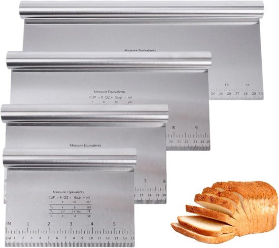 set 4 stuks deegsnijders roestvrij staal 15/20/25/30cm