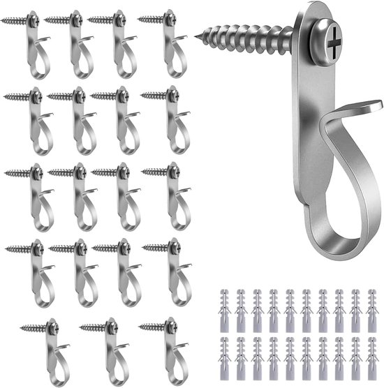 Set of 20 String Lights Hooks Scratch-Resistant Thickened Stainless Steel Hooks Screw Hooks Used for Flower Baskets - ShopVlot