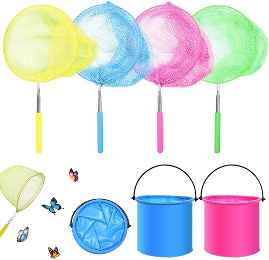 Set of 6 children's landing nets fishing net butterfly net suitable for children to catch insects small fish etc. in summer. van Merkloos