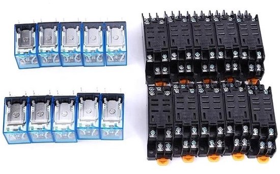Set van 10 8-pins relais - elektronische componenten - basis met spoel DC 24V