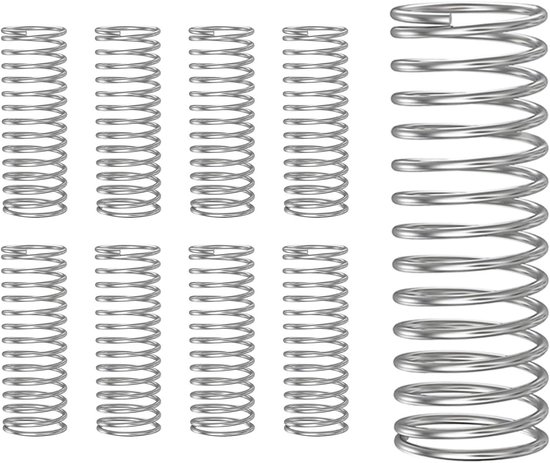 Set van 10 compressieveren van 304 roestvrij staal, spoelen, draaddiameter 0,7 mm, buitendiameter 12 mm, totale lengte 30 mm, ideaal voor mechanische toepassingen en projecten