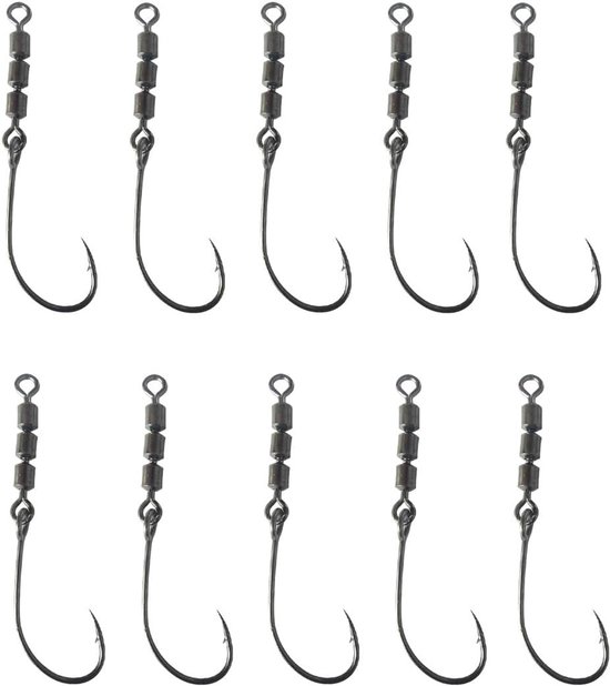 Set van 10 draaibare vissenhaakjes voor forel, ideaal voor zoet- en zoutwatervissen, sterke en duurzame haken