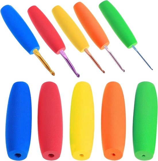 Set van 10 Ergonomische Haaknaalden met EVA Foam Grip - Antislip Haakaccessoires voor Beginners en Ervaren Haakliefhebbers van Merkloos