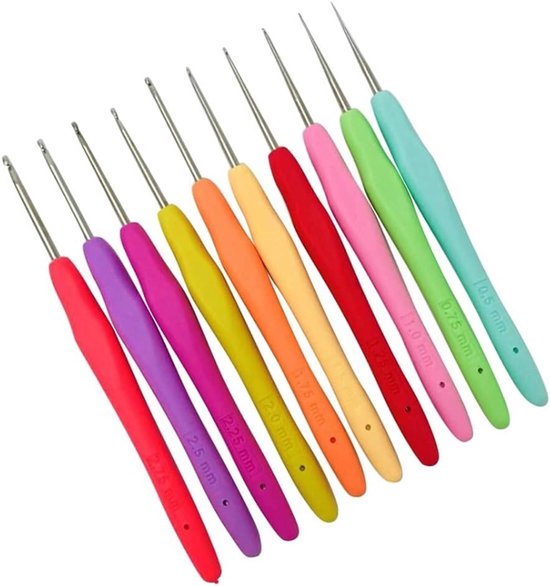 Set van 10 ergonomische haaknaalden van 0,5mm tot 2,75mm voor het maken van prachtige kantpatronen en haken projecten