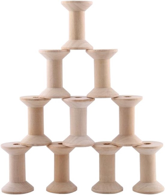 Set van 10 Houten Lege Spoelen voor Draad en Touw - Eco-vriendelijk, Duurzaam en Handig voor Organisatie van Merkloos