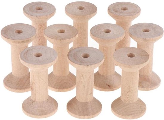 Set van 10 Houten Spoelen - Natuurlijke Houten Spoelen voor Kunst en DIY Projecten, Creatief Knutselen en Handwerk van Merkloos