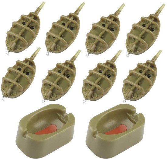 Set van 10 Inline Visvoeders - Voor Karpervissen 15g tot 60g