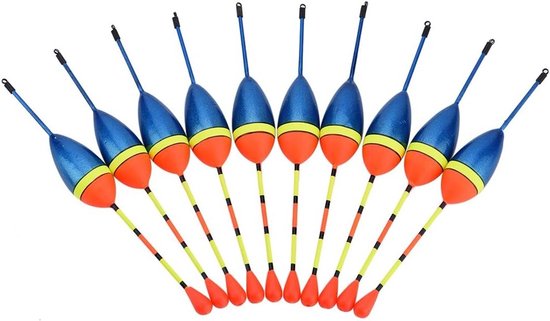Set van 10 Luminous Vissersdobbers, Houten Slipdobbers voor Forel, Zander, Karper en Baars met Accessoires van Merkloos