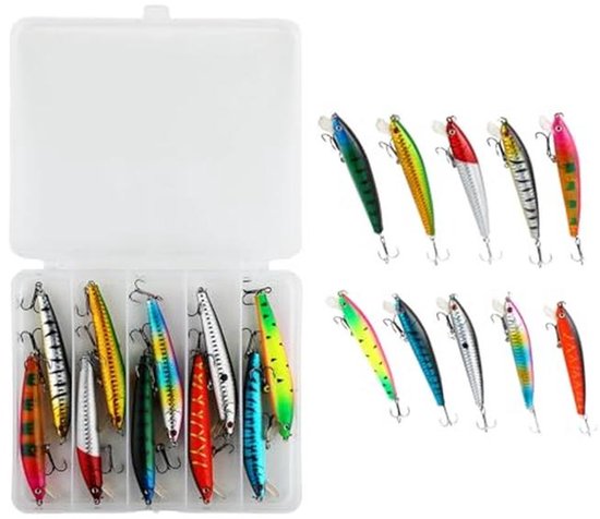 Set van 10 rubberen wobblers voor het vissen op forel, baars, snoekbaars en meer - Perfect voor zoet en zout water van Kolpo