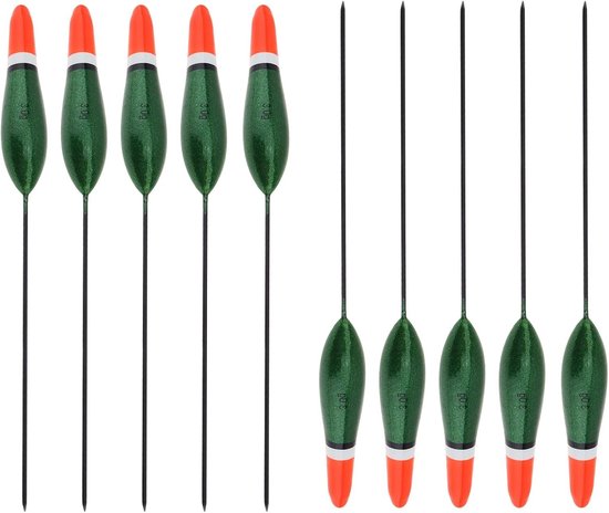 Set van 10 Vissersdobbers - Drijvers voor Vissen, Visspullen en Vissersaccessoires van Hout