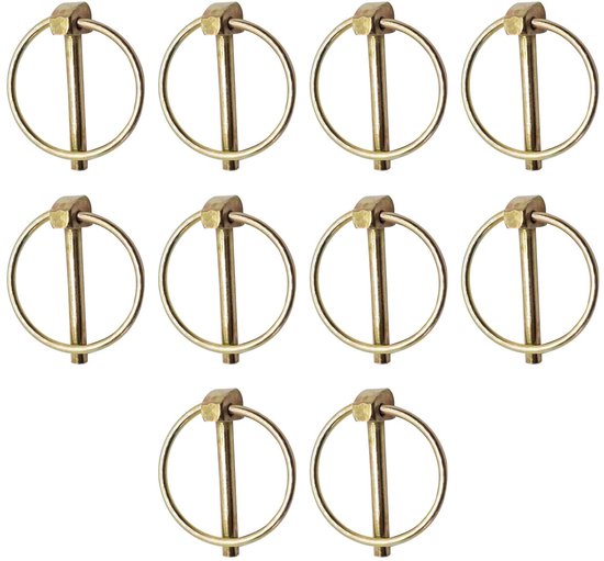 Set van 10 Vouwsplitsen, 4.5 mm x 40 mm, Veiligheidsplits met Ring en Veerhouder, Ideaal voor Tractors, Trailers en Tuinmachines