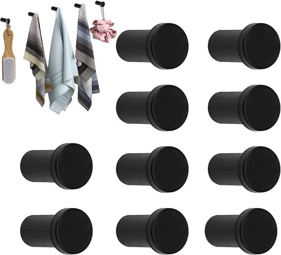 Set van 10 Wandhaken voor Douche en Kleding, Ronde Roestvrijstalen Haken voor Handdoeken, Badjassen en Keukenaccessoires, Vereist Boren van Merkloos