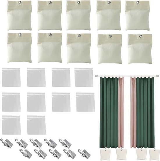 Set van 10 Zware Gordeloodjes voor Buiten, Canvas Gewichten met PE Zakjes en Metaalclips - Ideaal voor Buiten Gordijnen, Vlaggen en Tafelkleden