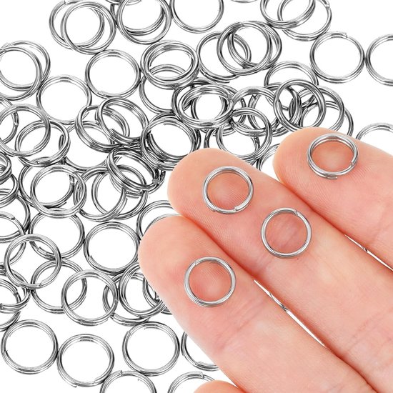 Set van 100 Kleine Sleutelhangers, Dubbele Lussen RVS Splitringen voor Sieraden, Oorbellen, Kettingen en Ambachten (6mm)