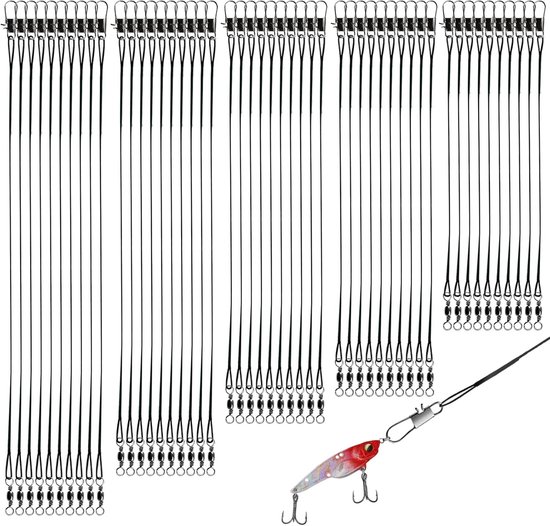 Set van 100 RVS Voorkeurszakken voor Vissen met Carabiner Haak, Diverse Maten van 3.9 tot 30 cm, Ideaal voor Spin- en Vissersaccessoires