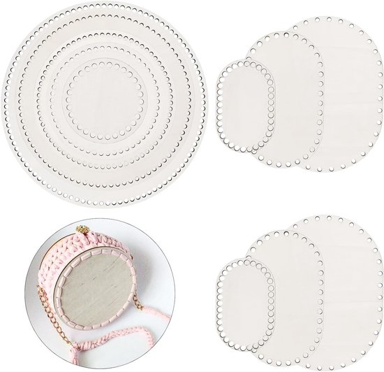 Set van 11 mandbodems van 2,8 mm dik voor haken, ideaal voor het vlechten van ronde en ovale rotan manden met voorgeboorde gaten van 6 mm