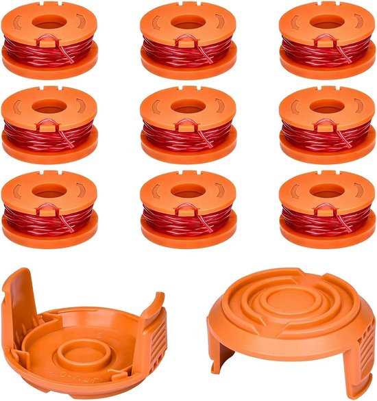 Set van 11 Spoelen voor Grastrimmer, Diameter 1,65 mm, Lengte 3 m, Vervangende Spoelen en Deksel voor Efficiënte Grasverzorging