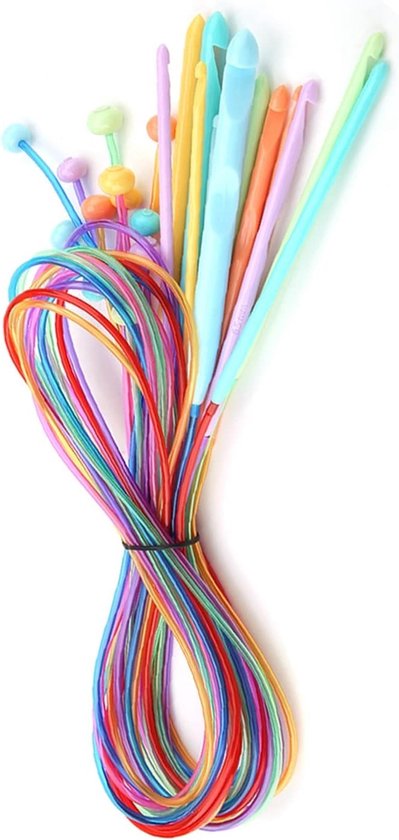 Set van 12 Afghaanse Haaknaalden van ABS Plastic voor Tunisch Haken en Vloerkleed Weven, Inclusief Kabel en Breinaalden