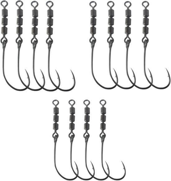 Set van 12 draaibare haken, 3 maten weerhaak haken voor forel, ideaal voor zee- en zoetwatervissen, visaccessoires