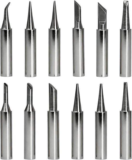 Set van 12 Loodvrije Koper 900M Loodpunten, Universele Multi-vormige Soldering Tips, Geschikt voor Diverse Soldering Stations en Loodijzers