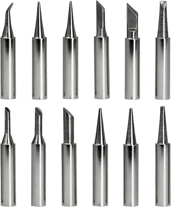 Set van 12 Loodvrije Koper 900M Loodpunten, Universele Multi-vormige Soldering Tips voor Diverse Solderstations en Solderijzers