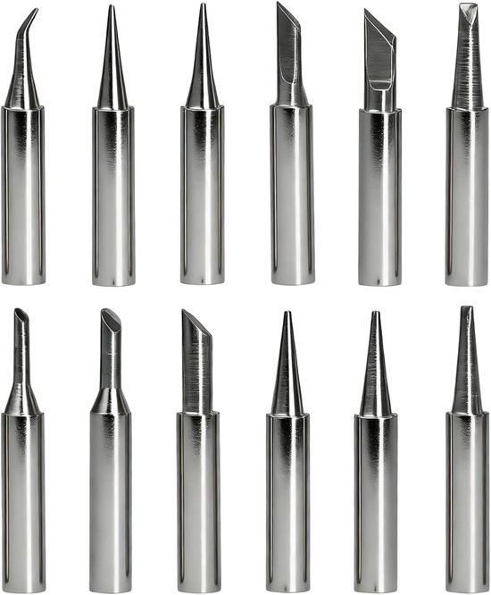 Set van 12 loodvrije koperen soldeertips, universele multi-vormige tips voor soldeerstations, geschikt voor diverse soldeerbouten en -toepassingen