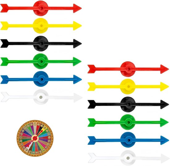 Set van 12 Pijlen van 10 cm van Plastic voor Bordspellen en Educatieve Activiteiten, Regenboog Spinner en Geluksrad in 6 Kleuren