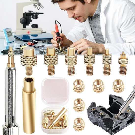 Set van 12 Stuks Melting Draad en Messing Lood Tips voor 3D Draad Invoegen en Soldeerwerk, Geschikt voor M2 tot M8 Draadverbindingen