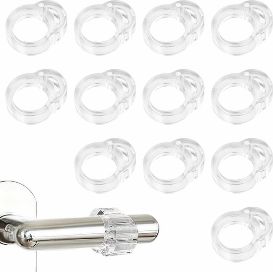 Set van 12 transparante deurklinkstoppers van PVC, elastische buffers tegen muurslijtage en stoten, Ø 18 mm voor deurklinken van Ø 17 - Ø 20 mm