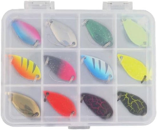 Set van 12 Vissen Lepels, Metaal Aas voor Zoet- en Zoutwater, Perfect voor Baars, Makreel en Forel