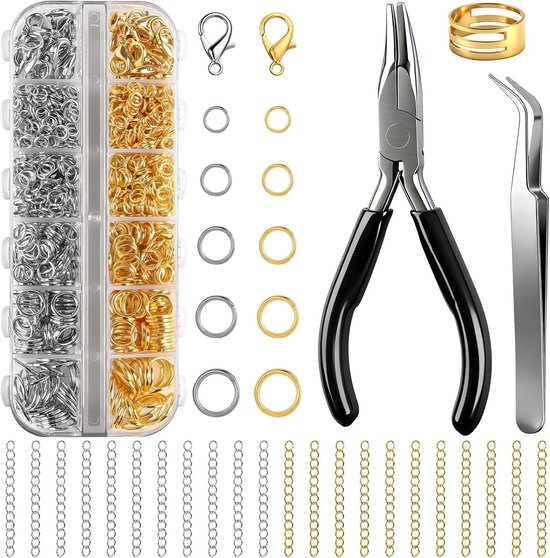 Set van 1303 Stuks Gesplitste Ringen in Goud en Zilver voor Creatief Sieradenmaken en DIY Projecten