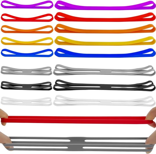 Set van 16 Herbruikbare Siliconen Rubber Bands - Zware Elastische H Bands voor Koken, Boeken en Kantoor (10cm/20cm)