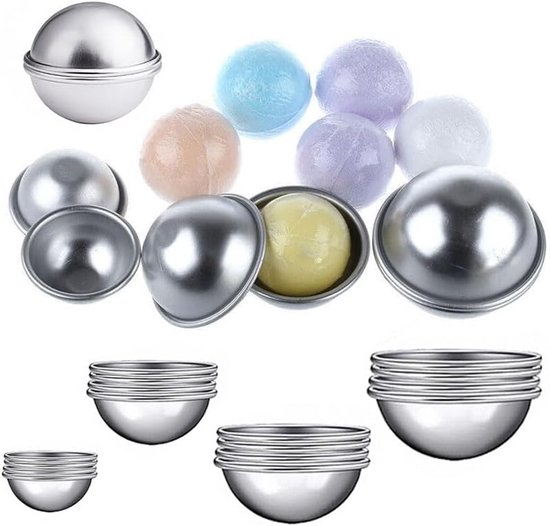 Set van 16 stuks badbom vormen DIY zeepvorm badbom vormen kit aluminium badbollen vorm zeepvorm vorm vorm voor badbommen zelfgemaakte badbruisballen 4,5/5,5/6,5/7,8 cm