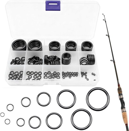 Set van 160 Vissersringen in 15 Maten, Keramische Gidsen van 3.7 mm tot 30 mm, Reparatieset voor Hengels