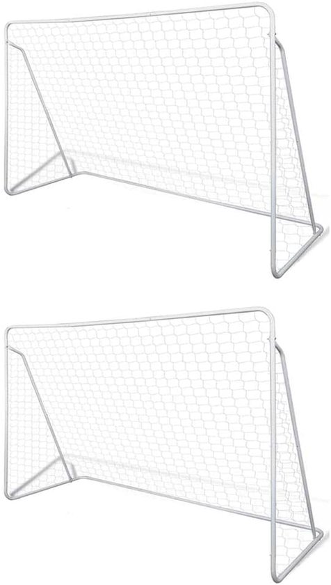 Set van 2, 240 x 90 x 150 cm, van staal, weerbestendig voetbalnet voor tuin, vrije tijd en training