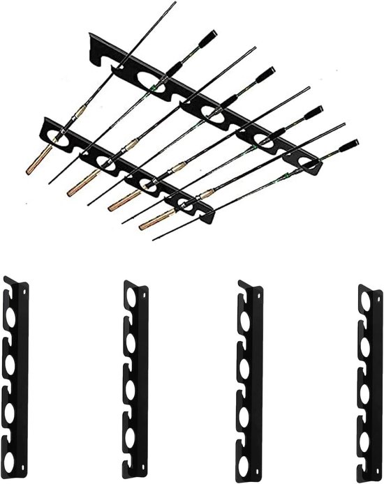 Set van 2 Acryl Steunen voor Wandmontage, Horizontale/Verticale Plafondbevestiging voor Garage, Boot, Kelder en Werkplaats, Geschikt voor 8 Hengels