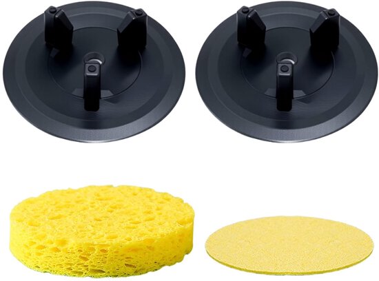Set van 2 afdichtingen met 3 kaken voor spoelbak + 2 cellulose sponzen (7,5 cm diameter) voor sanitair en loodgieterswerk