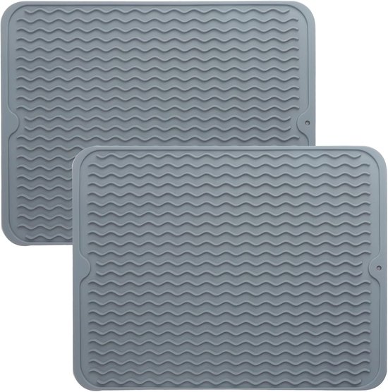 Set van 2 Afwasmatten van Silicone, Warmtebestendige Drainagematten voor Keukengerei en Borden, Ideaal voor Keukenwerkblad en Spoelbak