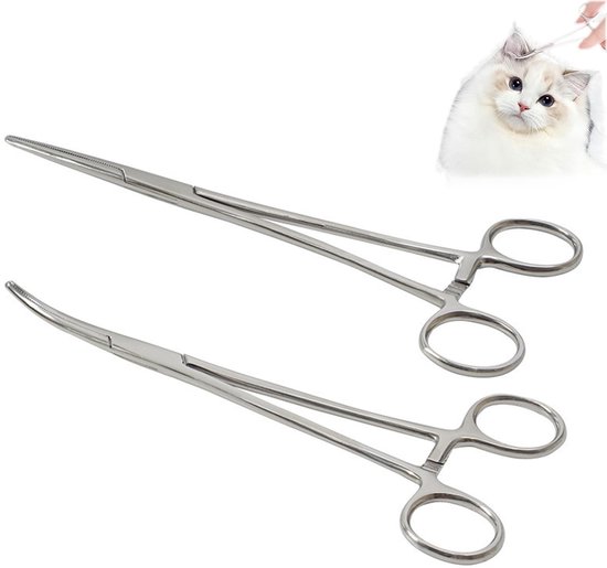 Set van 2 Arterieklemmen van RVS – 12,5 cm Steek- en Booghaakverwijderaar, Sterke Pliers voor Huisdieren en Visserij van Merkloos