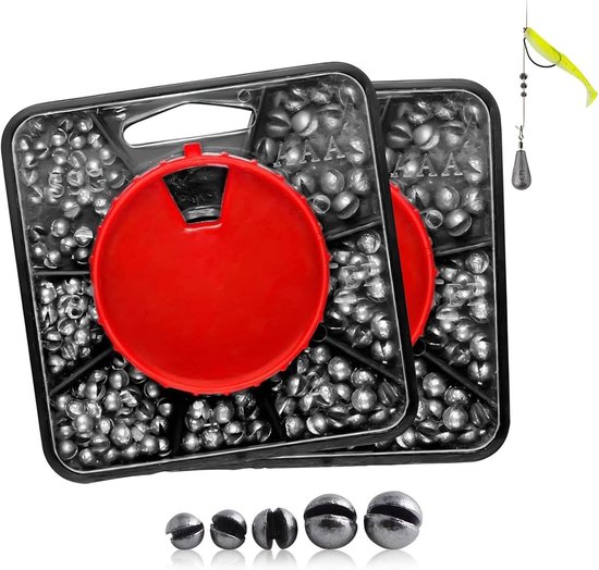 Set van 2 blikken vissersloodjes 120g – 7 maten met opbergdoos, verwijderbare pillen voor stabilisatie van lijn en aas, ideaal voor surfcasting en vissen