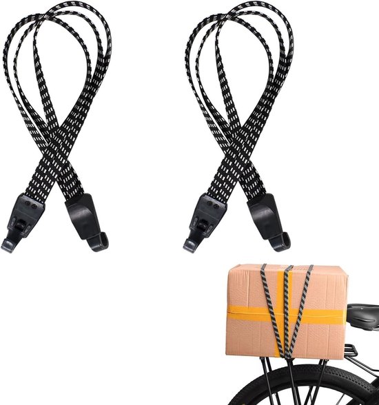 Set van 2 Elastische Bagage Spanbanden, 3-in-1 Fiets Stretch Strap, Verstelbare Expander met Haken voor Fietstassen en Motoren (120-240cm) van Merkloos