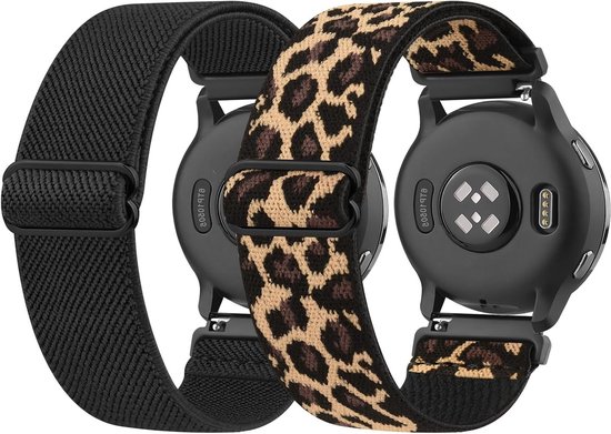 Set van 2 Elastische Nylon Armbanden voor Garmin Vivoactive 4S, Venu 3S en Forerunner 255S - Comfortabele Vervangband voor Dames en Heren, 18 mm Geschikt voor Sport en Dagelijks Gebruik