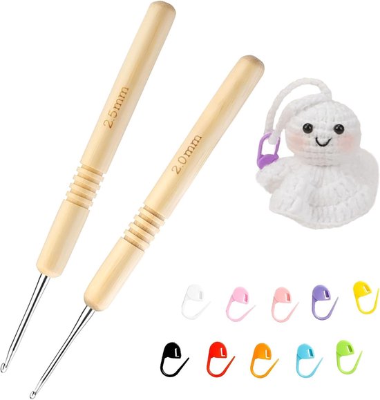 Set van 2 Ergonomische Haken voor Haakwerk met 10 Markers - Ideaal voor Beginners, Breien van Sweaters, Mutsen en Sjaals