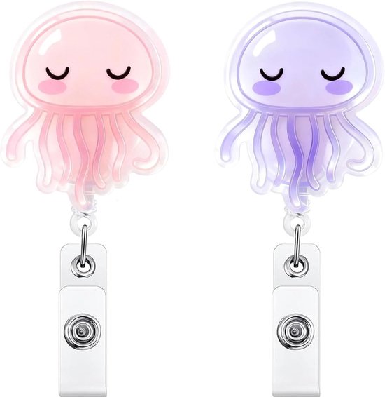 Set van 2 Grappige Badge Reel met Uittreksysteem, ID Kaarthouder met Krokodillenclip voor Zorgpersoneel, Humoristisch Toegangsaccessoire voor Artsen en Verpleegkundigen van Merkloos