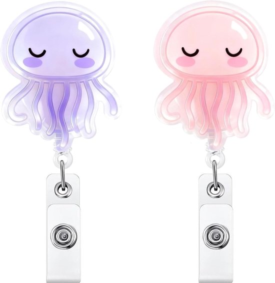 Set van 2 Grappige Badge Reel met Uittreksysteem, ID Kaarthouder met Krokodillenclip voor Zorgpersoneel, Perfecte Toegangshouder voor Artsen en Verpleegkundigen